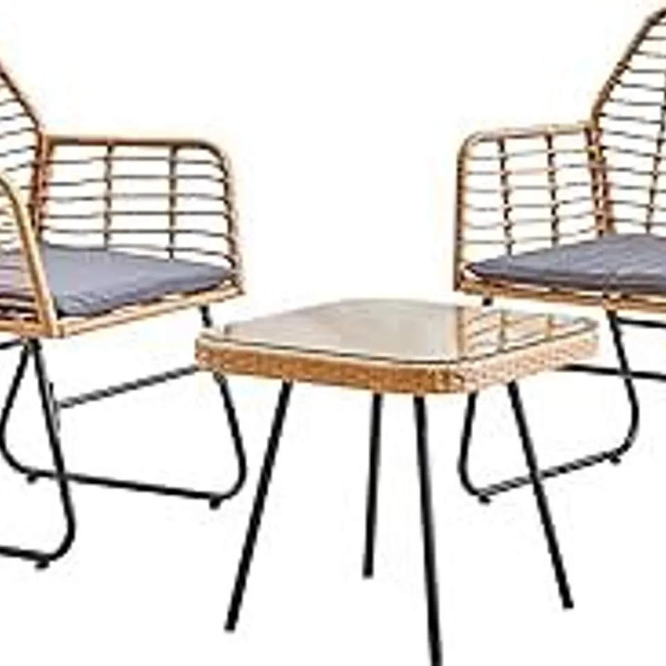 BOXED NEO 3 PIECE BAMBOO STYLE GARDEN TABLE & CHAIRS BISTRO SET (1 BOX)