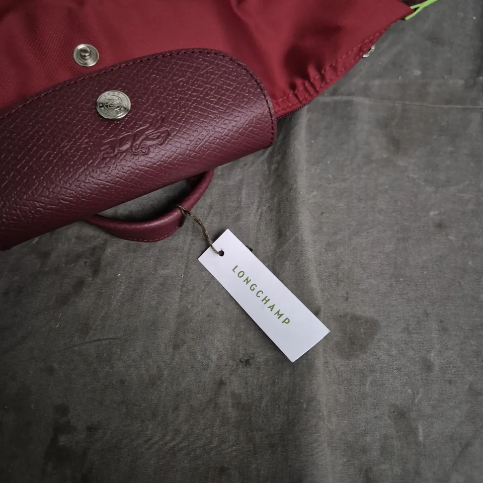 LONGCHAMP BURGUNDY NYLON BACKPACK WITH LEATHER LOGO PATCH