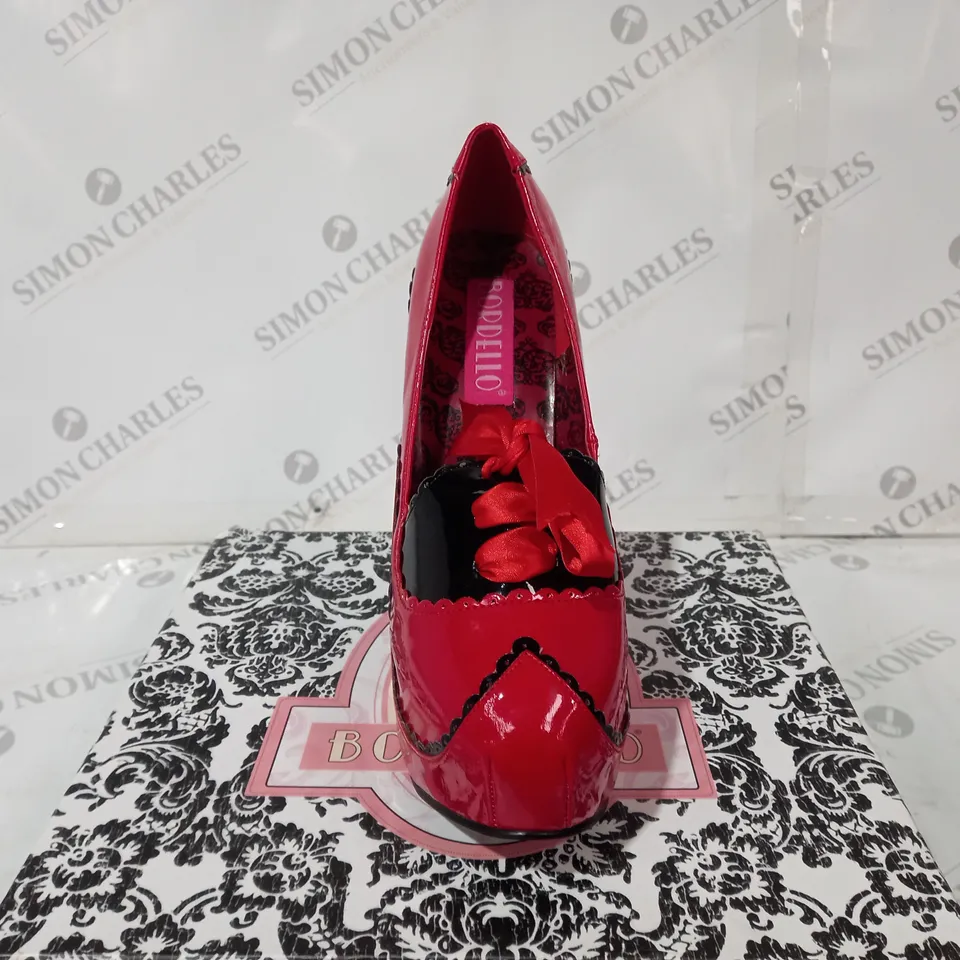 BORDELLO RED PLATFORM STILETTOS US SIZE 10