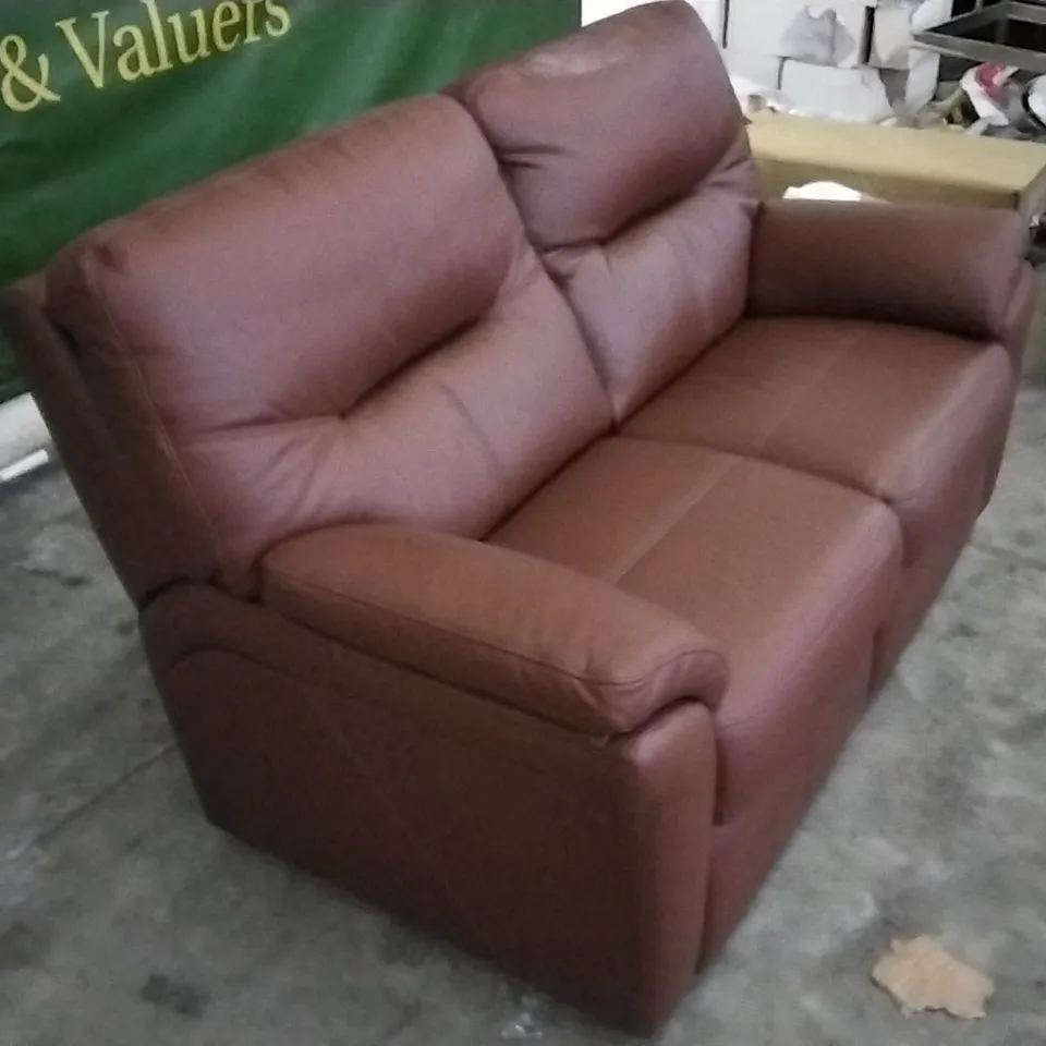 QUALITY BRITISH DESIGNED & MANUFACTURED G PLAN BURGUNDY LEATHER 2 SEATER SOFA