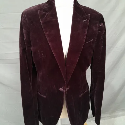 REISS VELVET FINISH BLAZER JACKET IN BURGUNDY SIZE 36"
