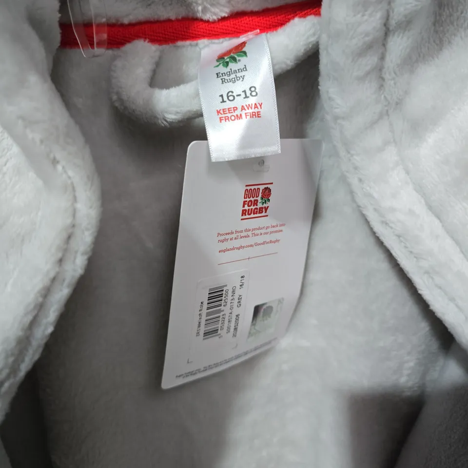 ENGLAND RUGBY WELLSOFT ROBE IN GREY - 16/18