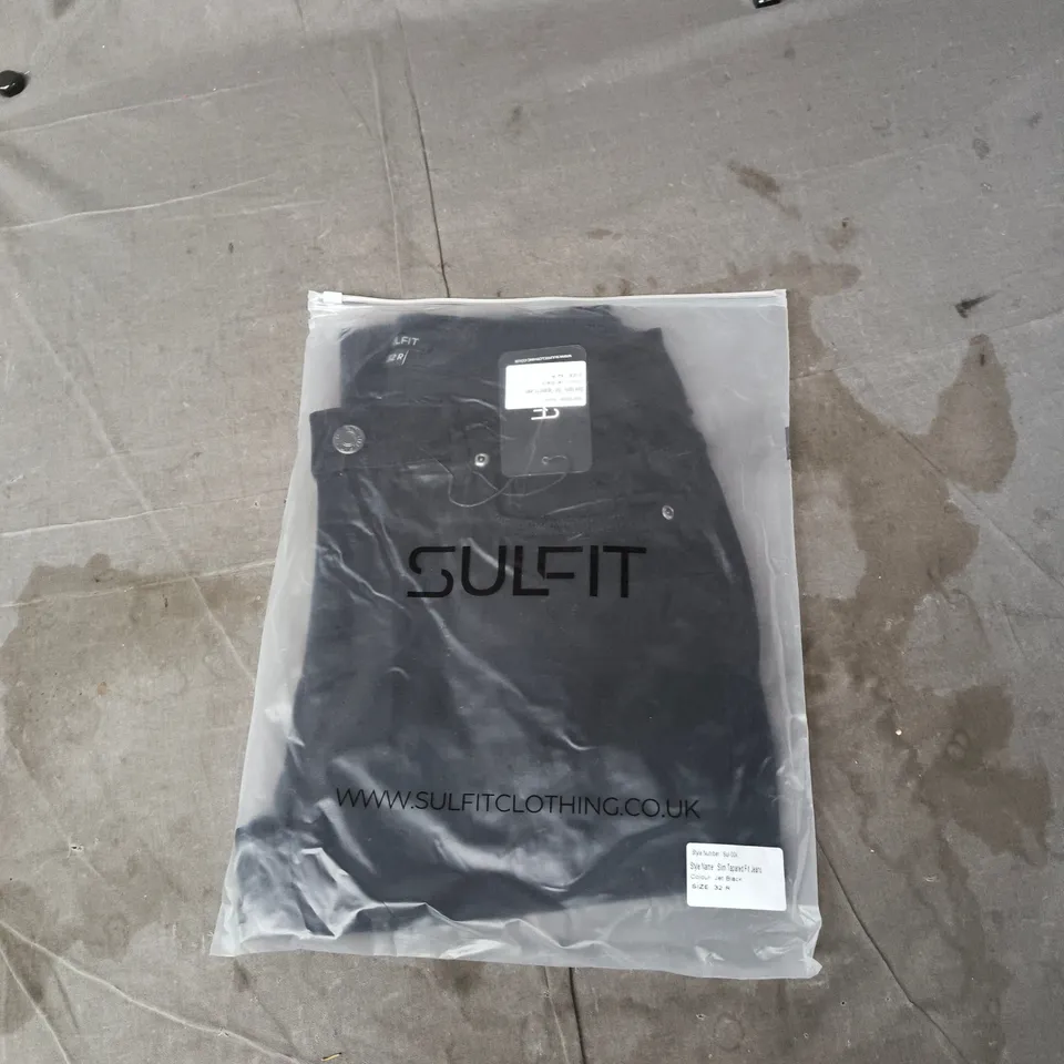SULFIT SLIM TAPERED FIT JEANS – JET BLACK, UK 32R (ORIGINAL: 32 R)