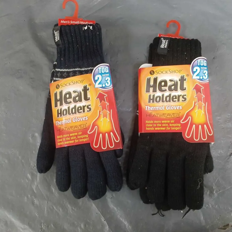 APPROXIMATELY 85 SOCK SHOP THERMAL GLOVES IN BLACK AND NAVY SIZES SMALL AND MEDIUM