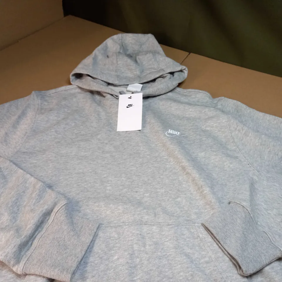 NIKE GREY MARL FRONT POCKET HOODIE - MEDIUM