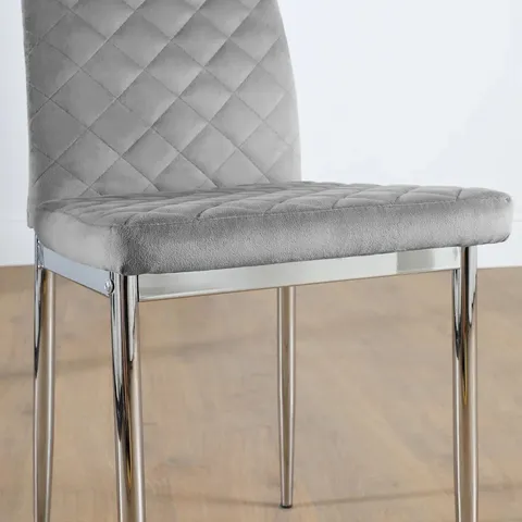 BOXED RENZO DINING CHAIR, GREY CLASSIC FAUX LEATHER & CHROME 