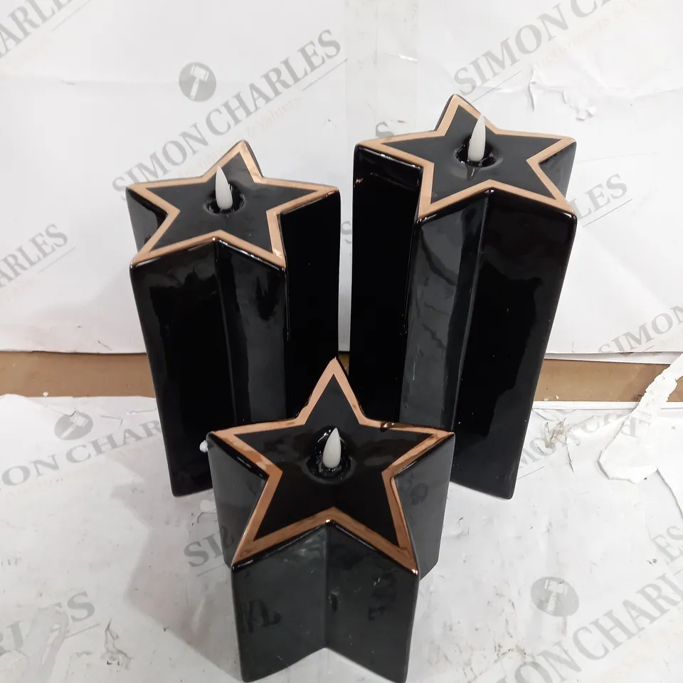 HOME REFLECTIONS CERAMIC STAR PRE-LIT CANDLES