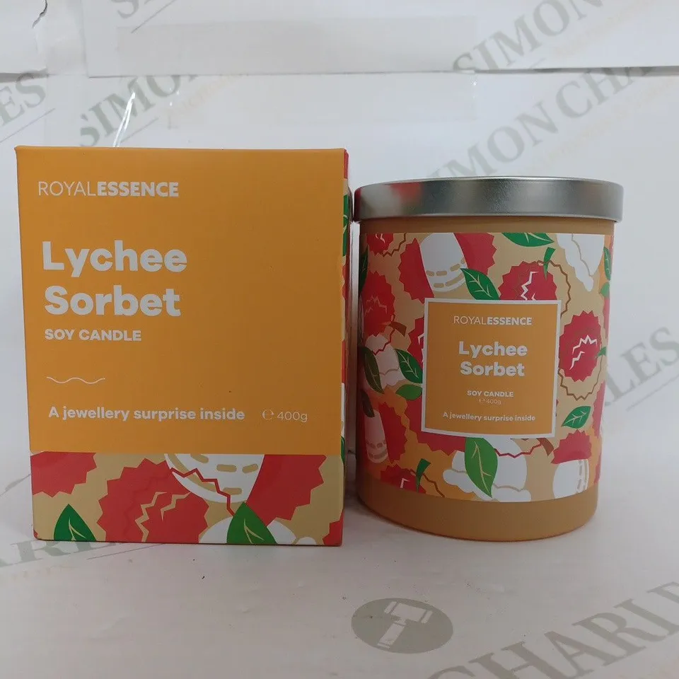 BOXED ROYAL ESSENCE LYCHEE SORTBET SOY CANDLE 
