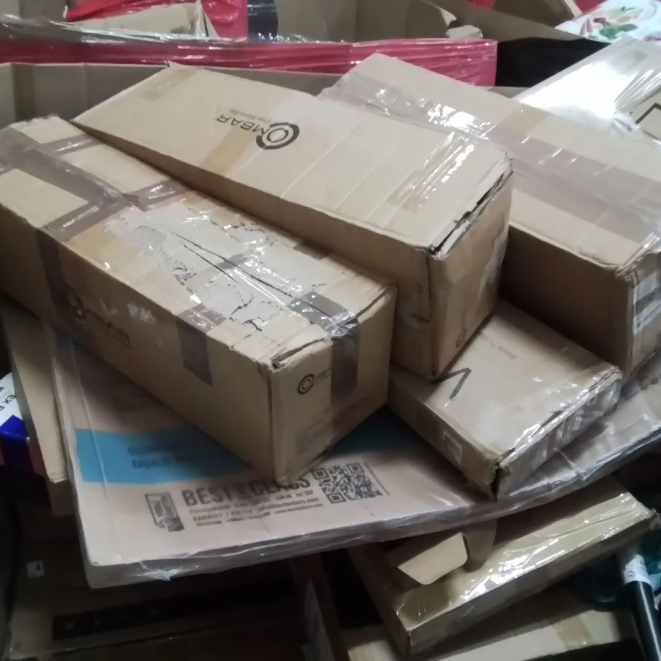 PALLET OF ASSORTED HOUSEHOLD GOODS AND PRODUCTS TO INCLUDE;LED DISPLAY,MOONLIGHT TREASURE BOX,DRYWALL CUTTER,LOGITECH DRIVING WHEEL