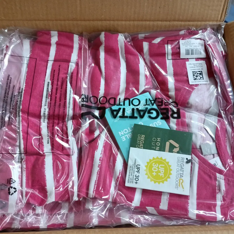 APPROXIMATELY 20 BRAND NEW REGATTA LEXYNE DRESSES IN PINK/WHITE - 13YRS