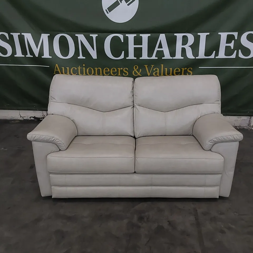 QUALITY G PLAN DESIGNER STRATFORD 2 SEATER SOFA IN REGENT CHALK LEATHER