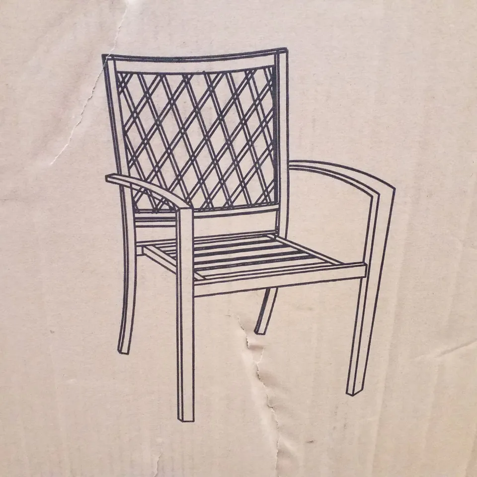 BOXED SET OF 2 BLACK METAL GARDEN CHAIRS 