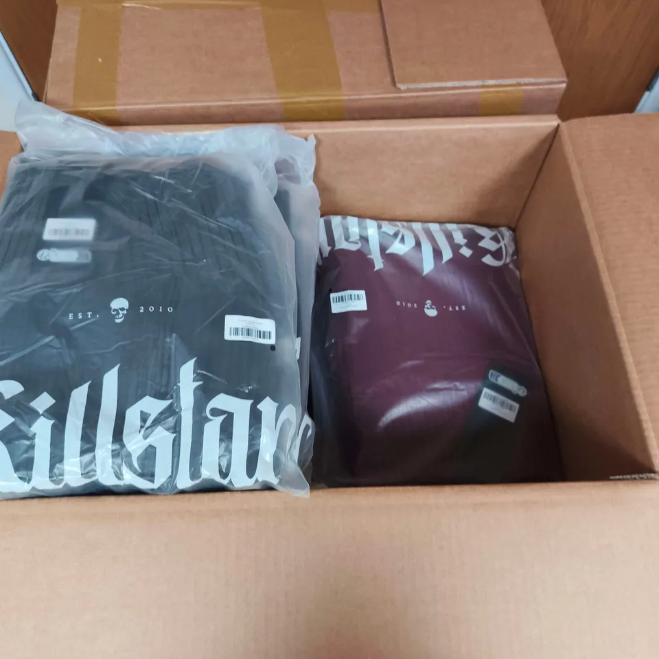 LOT OF APPROXIMATELY 18 BRAND NEW KILLSTAR DUSK EMPRESS DRESSES IN RED & GREY - VARIOUS SIZES