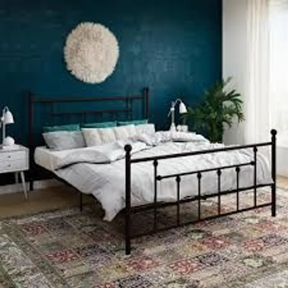 BOXED MANILA METAL BED BRONZE DOUBLE