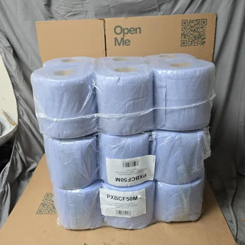 3 PACKS OF 6 ROLLS OF BLUE ROLL