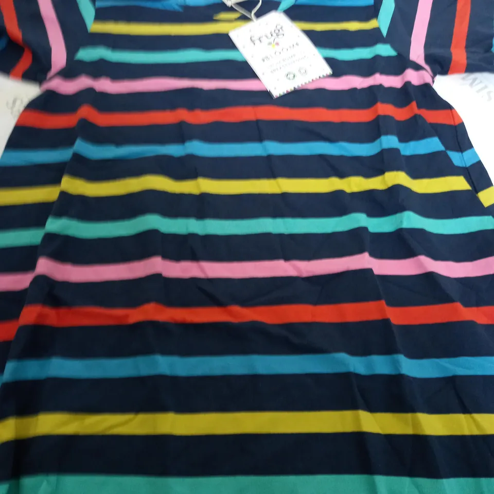 FRUGI NAOMI DRESS IN INDIA INK STRIPE - SIZE 10