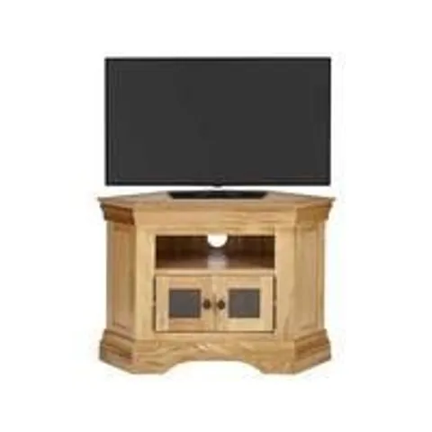 BOXED GRADE 1 CONSTANCE OAK READY ASSEMBLED CORNER MEDIA UNIT (1 BOX)