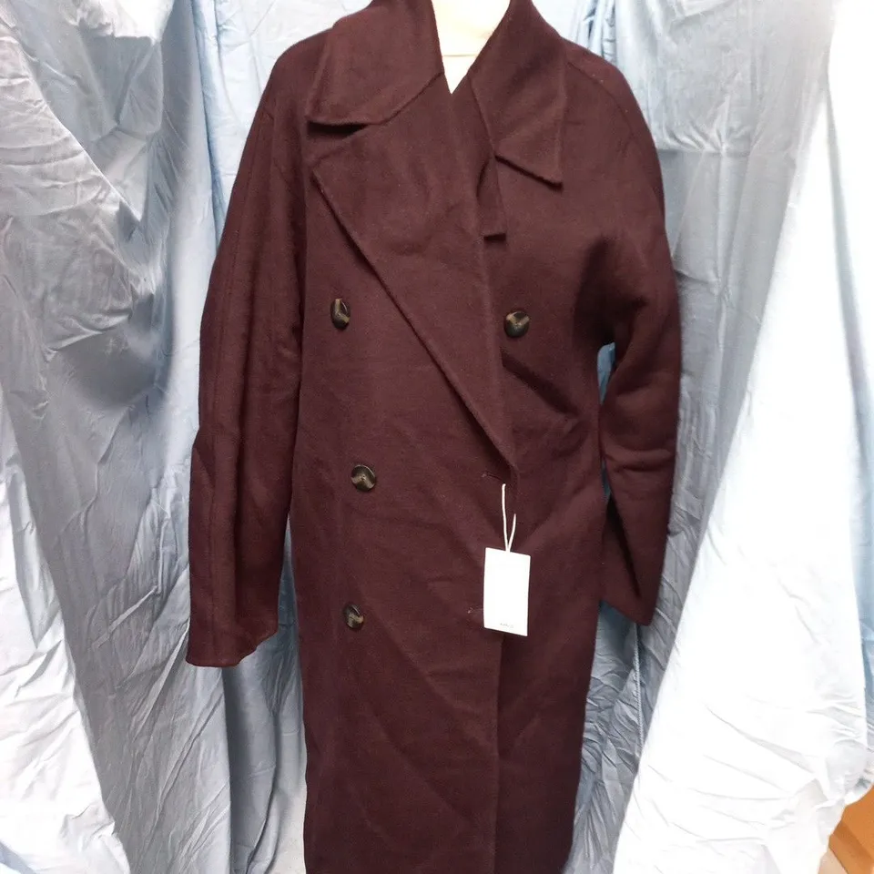 MNG FULL LENGTH BUTTON FRONT COAT IN DARK RASPBERRY - UK S