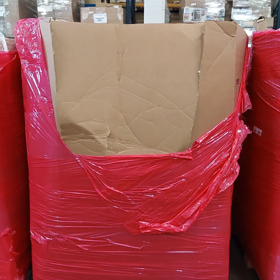 PALLET OF ASSORTED HOMEWARE AND CONSUMER PRODUCTS TO INCLUDE; ELECTRIC FIREPLACE, LARGE MIRROR, OFFICE CHAIR, CLAMP DESK LAMP ECT.