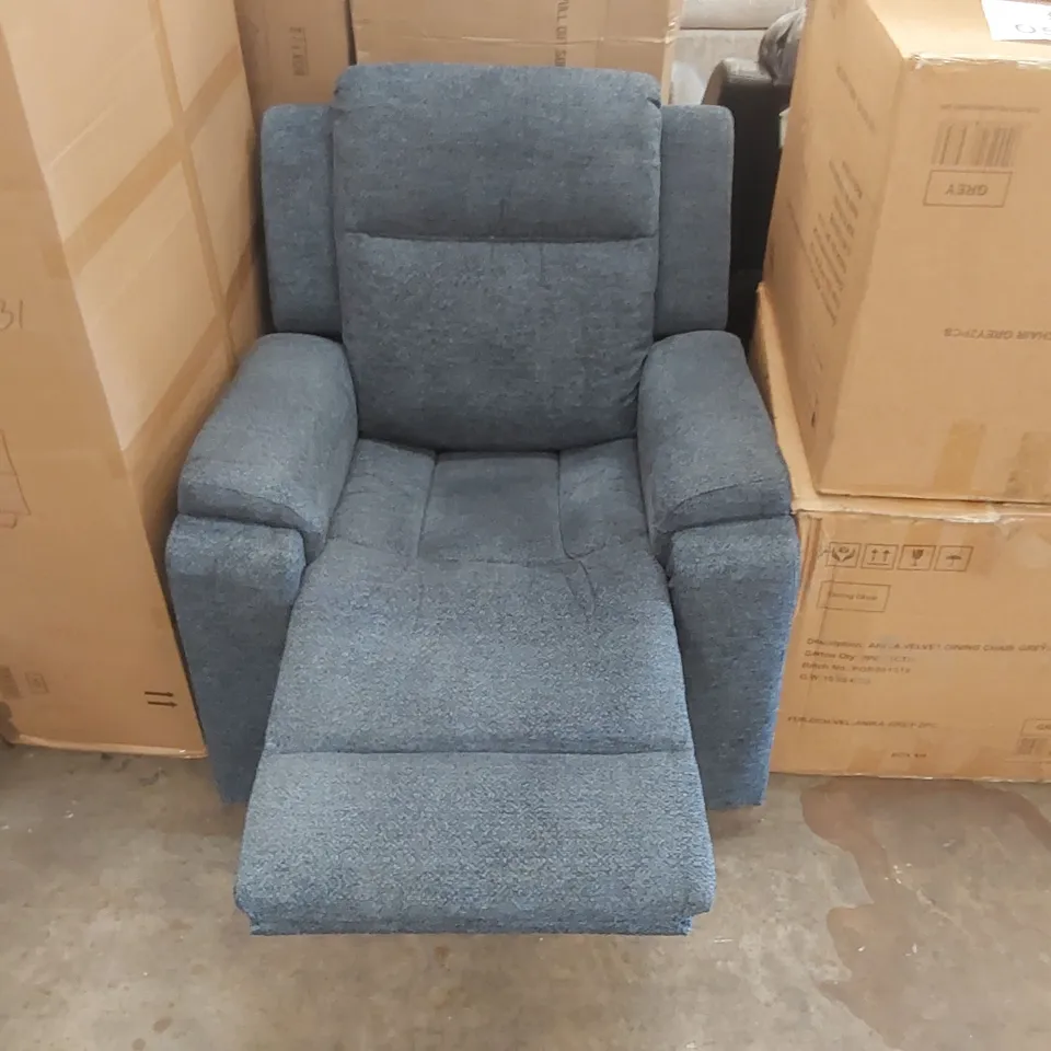 DESIGNER UPHOLSTERED CHUNKY WEAVE FABRIC MANUAL RECLINER ARMCHAIR 