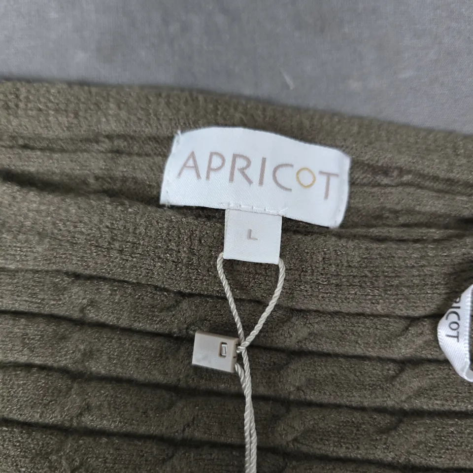 APRICOT OLIVE GREEN KNIT CARDIGAN – WOMEN'S UK SIZE L