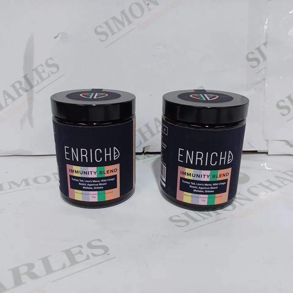 LOT TO CONTAIN 2 X 70G ENRICHD 7 - MUSHROOM IMMUNITY POWDER MIX - COLLECTION ONLY