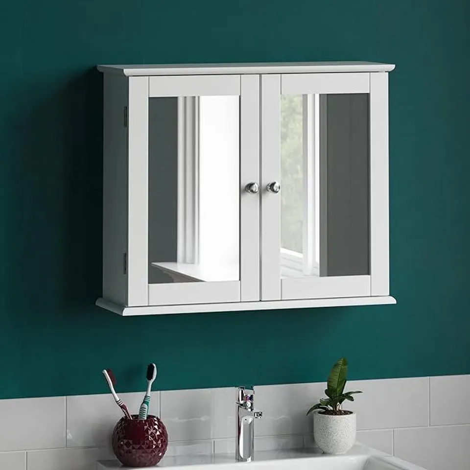 BOXED PRIANO 2-DOOR MIRRORED WALL CABINET