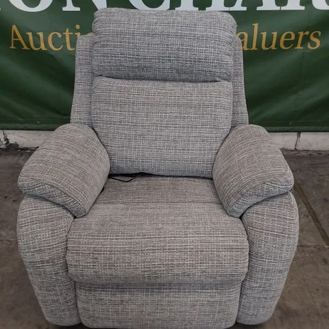 QUALITY BRITISH DESIGNER G PLAN KINGSBURY POWER RECLINING EASY CHAIR WAFFLE SMOKE FABRIC