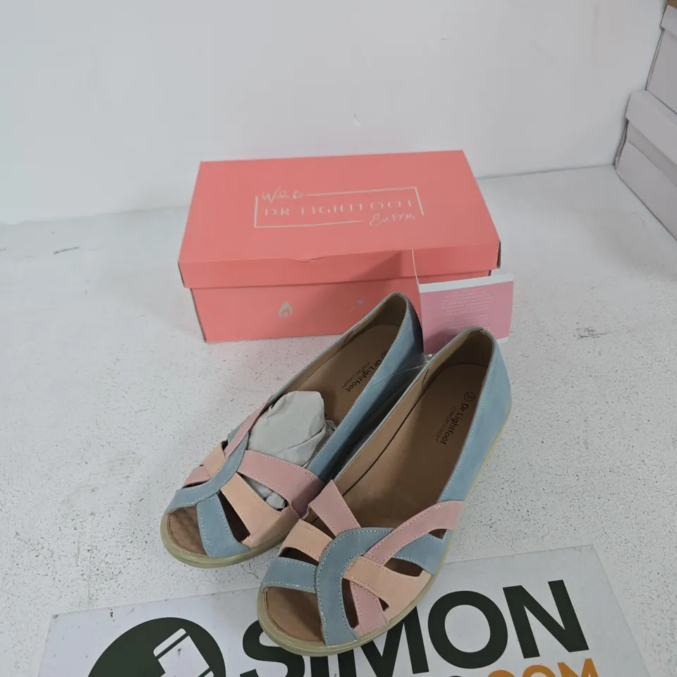 DR LIGHTFOOT WOMEN'S PASTEL BLUE AND PINK CROSS-STRAP SANDALS UK SIZE 8