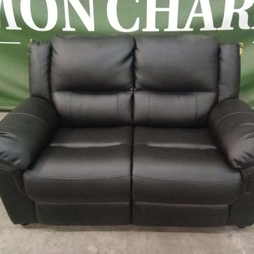 ALBION LUXURY FAUX LEATHER HIGH BACK 2 SEATER SOFA - BLACK RRP £519