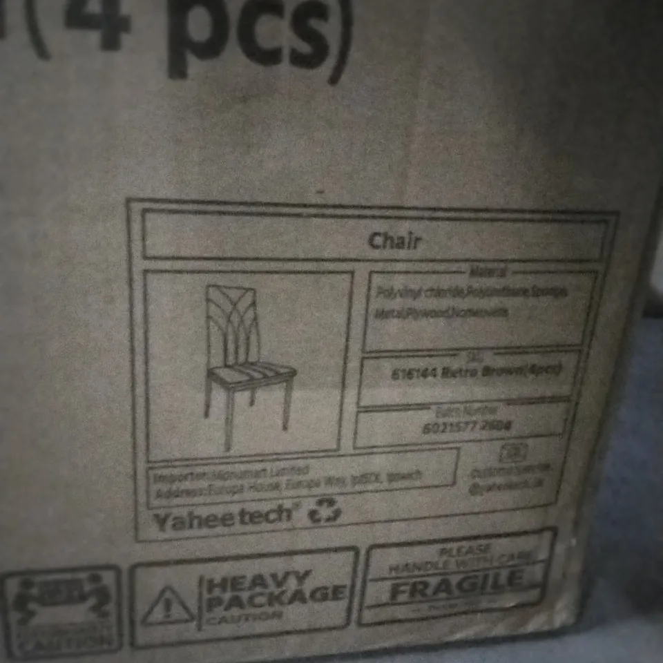 BOXED 4 RETRO BROWN CHAIRS