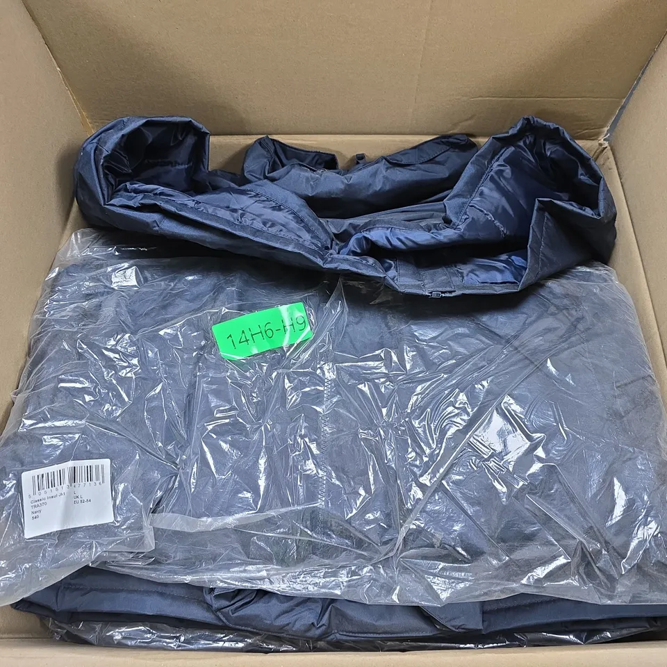 LARGE QUANTITY OF ASSORTED ITEMS TO INCLUDE INSULATION JACKETS, PLAIN GREY T-SHIRTS ALL IN VARIOUS SIZES - COLLECTION ONLY