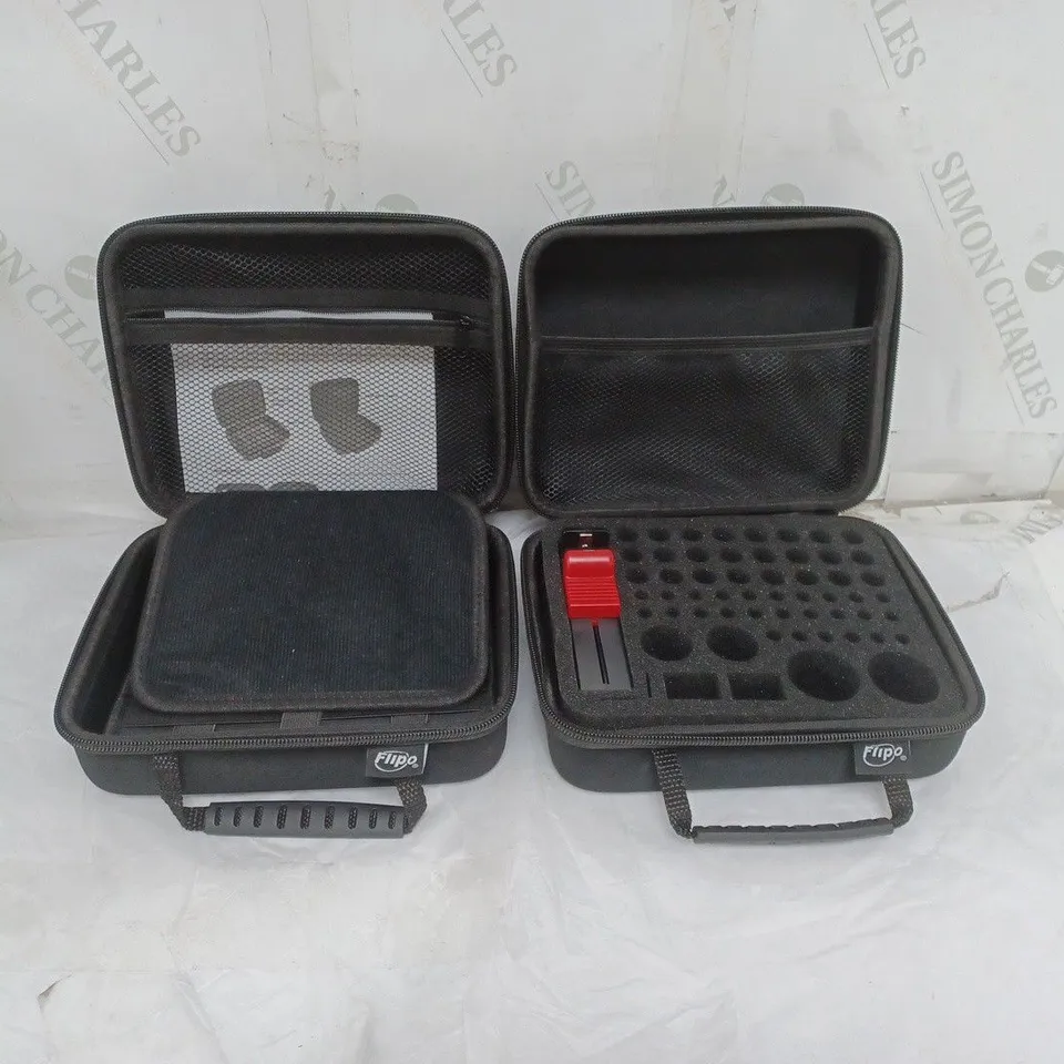 BOXED LOT OF 2 BATTERY STORAGE CASES BLACK BY FLIPO