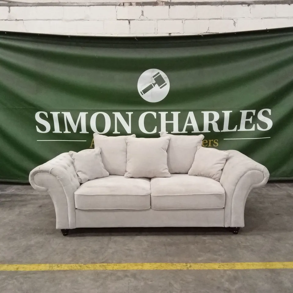 WINDSOR 3 SEATER FABRIC SCATTER BACK SOFA - NATURAL RRP £949