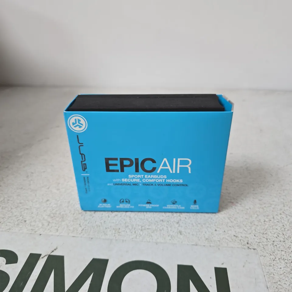 JLAB EPIC AIR SPORT EARBUDS – BLUE BOXED PACKAGING