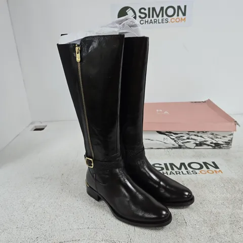 MODA IN PELLE SHARLA BLACK PATENT LEATHER KNEE-HIGH BOOTS, UK 7 (EU 41)