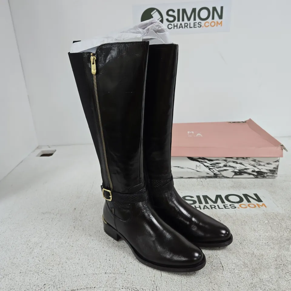 MODA IN PELLE SHARLA BLACK PATENT LEATHER KNEE-HIGH BOOTS, UK 7 (EU 41)