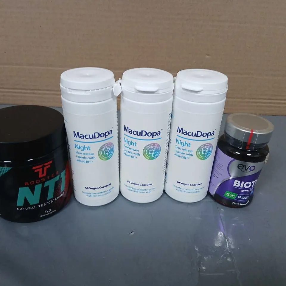 APPROXIMATELY 30 ASSORTED VITAMINS AND DIETARY SUPPLEMENTS BUNDLE INCLUDING MACUDOPA NIGHT, NMN, GLUCOSAMINE, COLLAGEN AND TESTOSTERONE BOOSTER