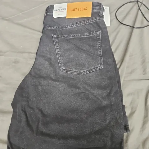 ONLY & SONS LOOSE FIT JEANS – WASHED BLACK, SIZE M