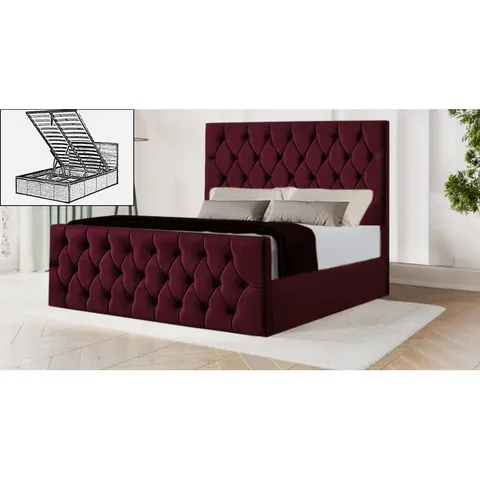 BAGGED DOWDEN UPHOLSTERED STORAGE BED - SUPERKING, PINK (5 PIECES)