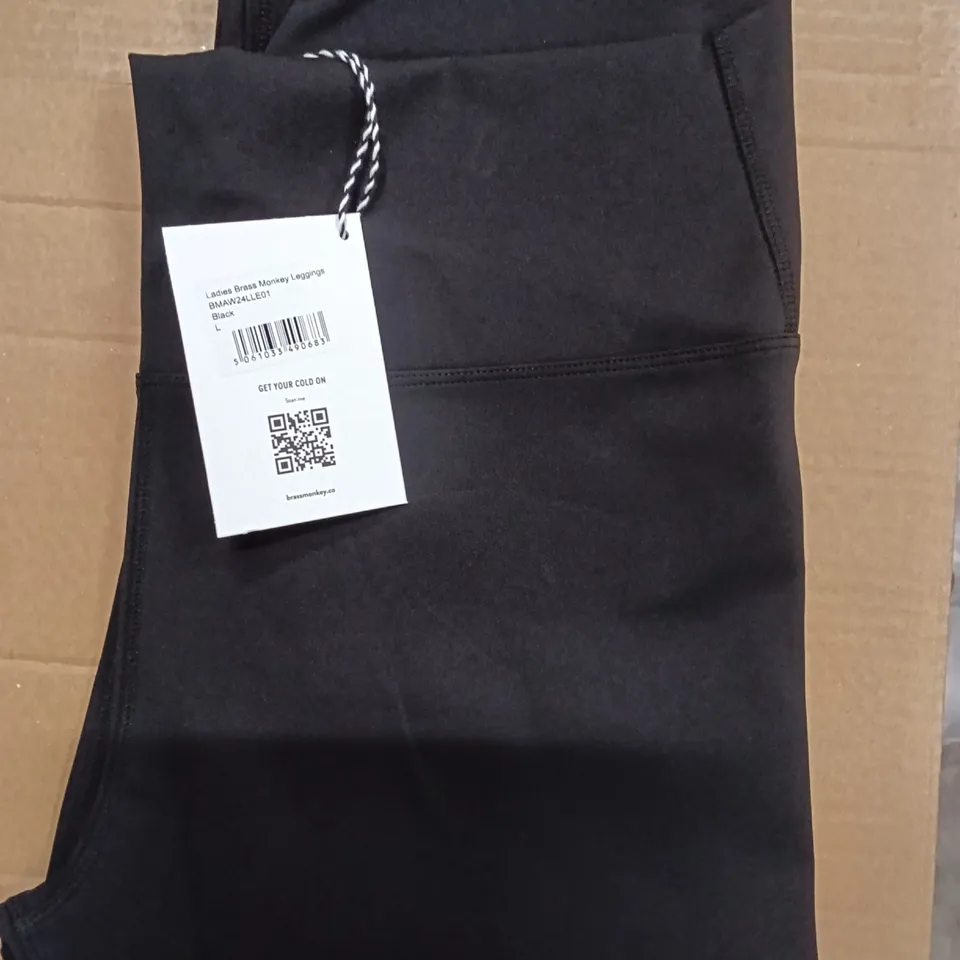 BRAND NEW BOX OF BRASS MONKEY LEGGINGS - BLACK SIZE L APPROXIMATELY 21