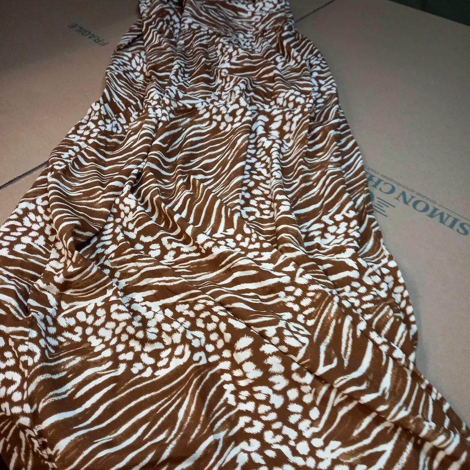 ANTHROPOLOGIE BROWN/PRINT MAXI DRESS - SIZE 8