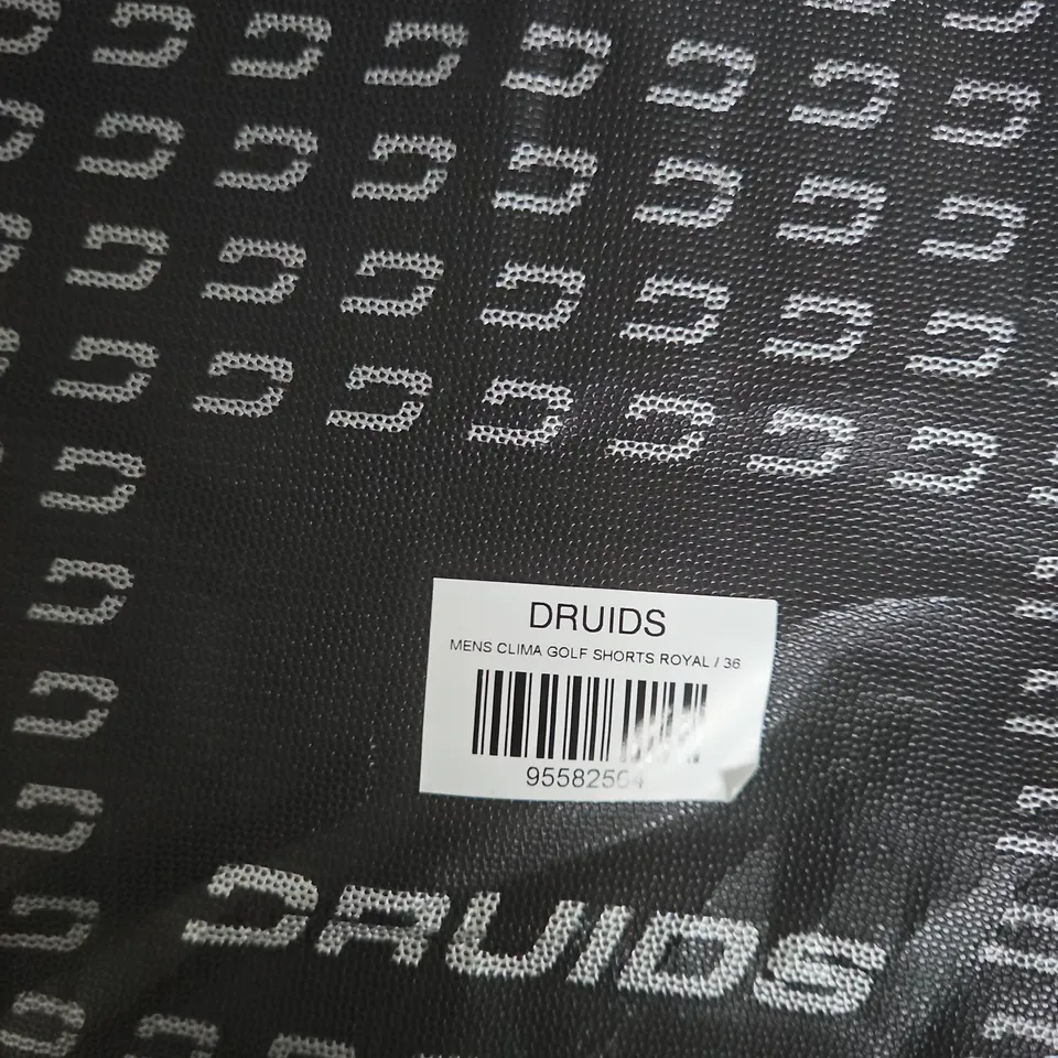 BAGGED DRUIDS MEN'S CLIMA GOLF SHORTS - ROYAL BLUE, UK 36