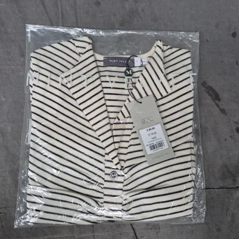 MINT VELVET IVORY STRIPE RUCHED TOP – UK SIZE M (MEDIUM)