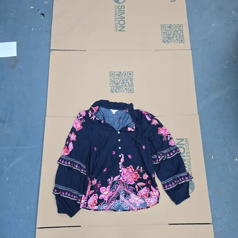 MONSOON WOMEN'S NAVY FLORAL BLOUSE β SIZE S