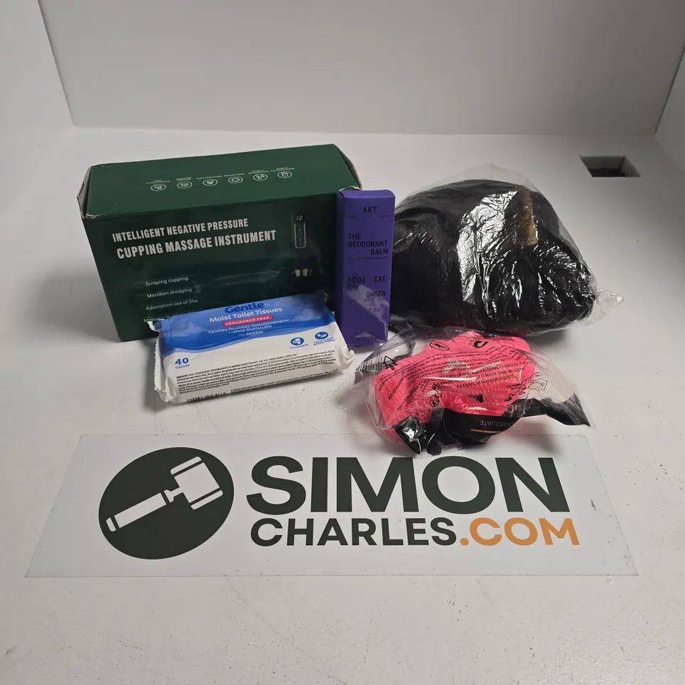 APPROXIMATELY 10 ASSORTED HEALTH & BEAUTY PRODUCTS TO INCLUDE cupping massage instrument, akt the deodorant balm, moist toilet tissues, ETC - COLLECTION ONLY