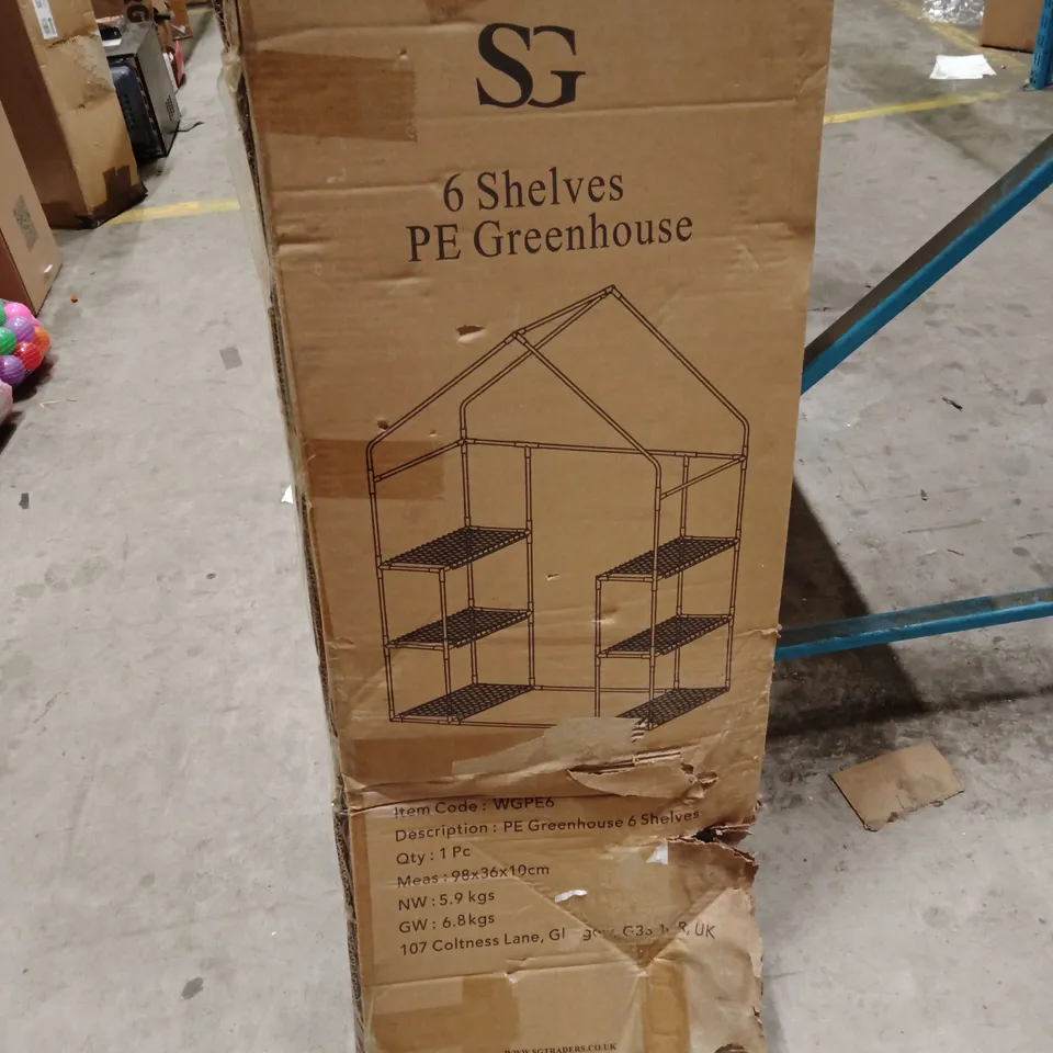 PE Greenhouse, 6 Shelves – Garden Structure (WGPE6) [Boxed]