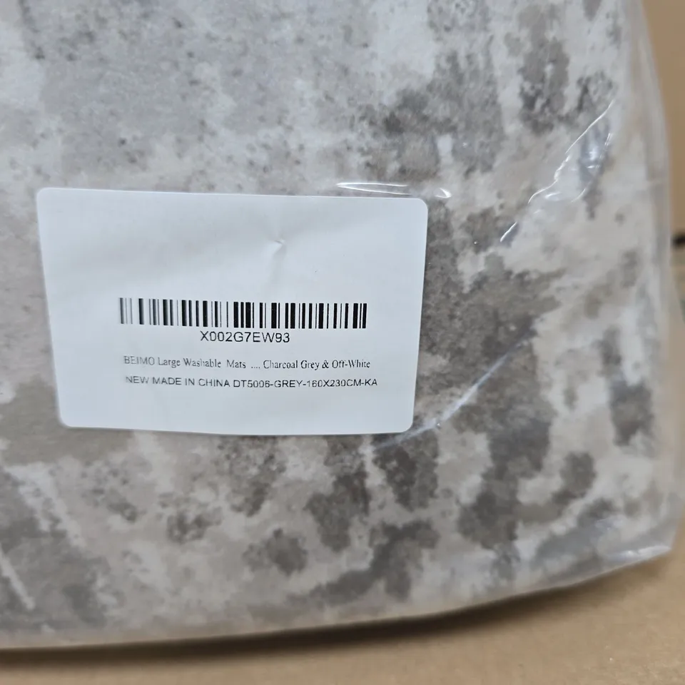 BEIMO LARGE WASHABLE MAT – CHARCOAL GREY & OFF-WHITE, 160 X 230 CM