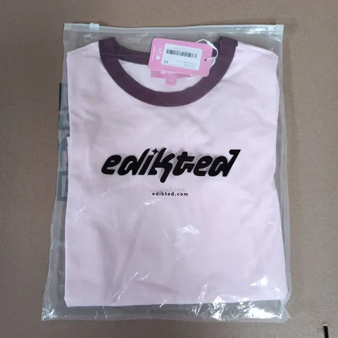 BAGGED EDIKTED ROUND NECK TEE IN PINK - XS