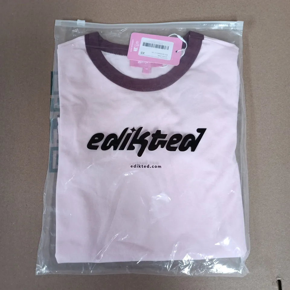 BAGGED EDIKTED ROUND NECK TEE IN PINK - XS